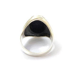 Classic Oval Black Onyx Signet <b>Ring</b> <b>Crafted</b> 925 Sterling Silver Minimalist Statement Band Everyday Wear - Product Image 4