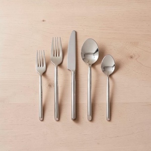 Ensemble de couverts en acier inoxydable 5 pièces, fourchette, couteau, cuillère, vaisselle moderne pour un usage quotidien - Product Image 2