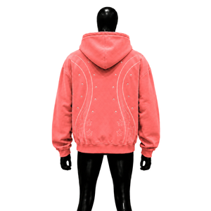 Sweat à capuche zippé oversize Premium Corail, style streetwear vintage, avec motif graphique élégant, pour usage quotidien, coupe confortable, avec strass, Taille S - Product Image 2