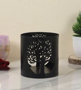Lanterne en métal noir conique avec motif géométrique découpé pour la décoration de la maison et les cadeaux de Noël - Product Image 2
