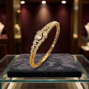 Luxury Gold Plated Brass <b>Bangle</b> <b>Bracelet</b> Sparkling Cubic Zirconia Bridal Wedding Kada Jewelry For Women Party Wear - Product Image 3
