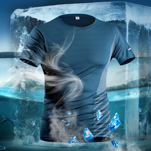 Summer Men T Shirts Running Ice Silk Thin <b>Top</b> <b>Reflective</b> Printing Quick Dry Short Sleeve Breathable Fitness Sports T-shirt - Product Image 5