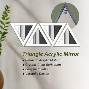 Miroir mural décoratif en bois d'ingénierie, forme triangulaire, pour la décoration de la maison, salon, chambre, couloir - Product Image 5