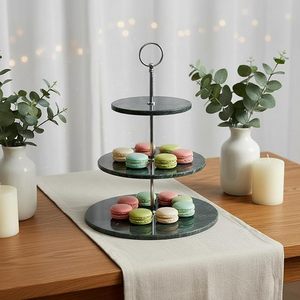 3 Tier <b>White</b> Marble <b>Cake</b> <b>Stand</b> with Gold Metal Rod Multi Level Serving Tray Elegant Dessert Display <b>Stand</b> for Wedding Party Home - Product Image 6