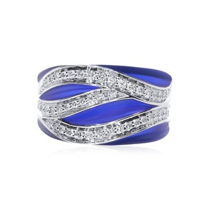 Anillo de Diamantes con Ondas Superpuestas, Banda Celestial, Diamantes con Brillo Bronceado y Luz de Medianoche - Product Image 3