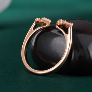 Anillo Abierto Geométrico Doble de Oro Rosa de 14K, Joyería Moderna y Elegante con Diamante Cultivado en Laboratorio de 0.15 CT, VS1, Certificado IGI, Oro Amarillo Sólido de 18K - Product Image 2