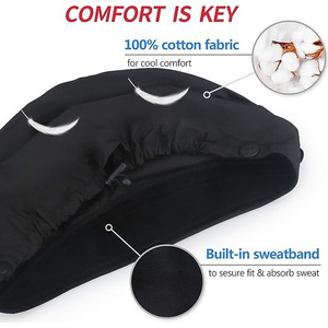 Gorro Quirúrgico Negro con Botón Trasero para Uniformes de Hospital, Accesorio Unisex para Gorro de Enfermería, Poliéster/Algodón Satinado - Product Image 3