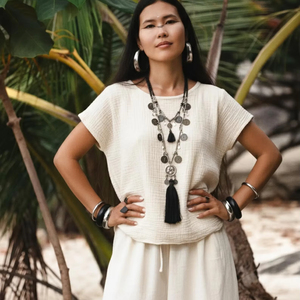 Chemisier en coton gaze pour femme Zaira – Super doux, léger, style bohème, respirant, coupe ample pour l'été - Product Image 1