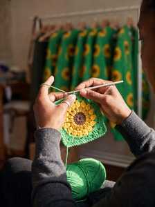 Women's Crocheted Floral <b>Cardigan</b> Full Sleeve O-Neck Bohemian Style 100% Acrylic Open Stitch Regular Length - Product Image 5