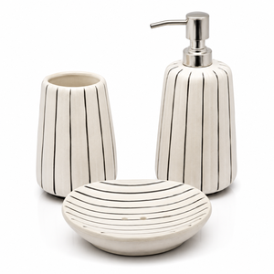 Ensemble d'accessoires de salle de bain modernes en silicone écologiques et faciles à nettoyer : distributeur de savon, distributeur de lotion, gobelet et porte-savon pour la maison et l'hôtel - Product Image 2
