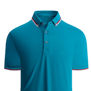 Polo en tricot à manches courtes turquoise pour homme, couleur unie, respirant, coupe classique, style décontracté - Product Image 3