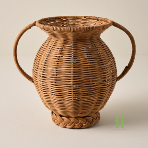 NOUVEAU DESIGN Vase à fleurs en rotin naturel fait main, vase décoratif tissé pour fleurs séchées, décoration bohème et rustique pour la maison - Product Image 4