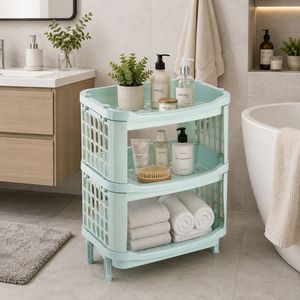 Three-Layer Durable Heavy Duty <b>Plastic</b> Anti-Tipping Waterproof Storage <b>Rack</b> Organizer Stackable Modern Multifunction Minimalist - Product Image 3