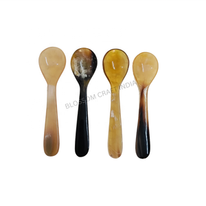 Juego de cuchara multiusos de cuerno de búfalo hecho a mano de lujo y cuchara para servir cuerno de vaca para comedor y té/café - Product Image 5