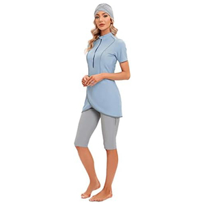 Burkinis Islámicos Modestos para Mujer, Transpirables, de Spandex/Poliéster, Manga Larga, Cuello Redondo, Ropa Deportiva, Logotipo Frontal Personalizable, Tallas Disponibles - Product Image 4