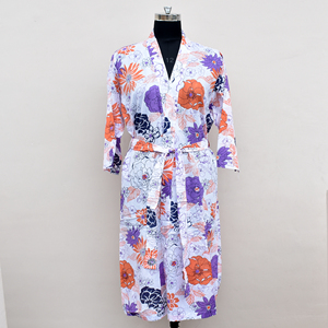 Kimono Cotton <b>Print</b> Velvet Robe Luxury Short Bathrobe Night Dress Smooth Homewear <b>Clothes</b> for Sleepwear - Product Image 3
