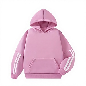 Pink Girls Hoodie Sweatshirt Pullover Long Sleeve Solid Color Casual Wear Winter Fleece Material Polyester/Cotton Eco-Friendly - Product Image 2