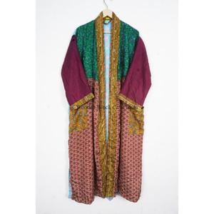 Kimono Tradicional Japonés 100% Seda Satén Transpirable Suave con Cuello en V Largo, Cierre con Cordón, Kimono Vintage a la Moda para Mujer con Parches - Product Image 5