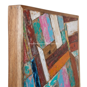 DIVADI Bali - Decoración de Pared de Mosaico de Acero Inoxidable de 5 cm de Grosor, Forma Cuadrada, Estilo Náutico Art Deco, Hecho a Mano con Madera Reciclada de Barco, Diseño Aleatorio - Product Image 5