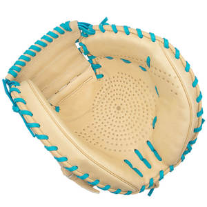 WARPRO INDUSTRY <b>Baseball</b> <b>Glove</b> Tan Leather Blue Stitching Full Finger H-Web Design Left-Handed Throw 11.5 Inch Infield Durable - Product Image 1