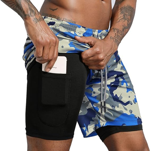 Custom Logo <b>Men</b> 2 In 1 Fitness <b>Shorts</b> <b>Compression</b> Liner Running Workout <b>Shorts</b> Quick Dry OEM Supplier - Product Image 1