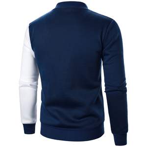 Chaqueta de hombre tipo cárdigan con cremallera, tejida transpirable de mezcla de poliéster, cuello alto, bloques de color, estilo casual, de fábrica OEM, para comercio transfronterizo - Product Image 4