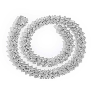 Collier chaîne cubaine en argent 925 plaqué or blanc, style hip-hop, avec diamants moissanite VVS taille ronde personnalisée, bijoux fins pour hommes - Product Image 5