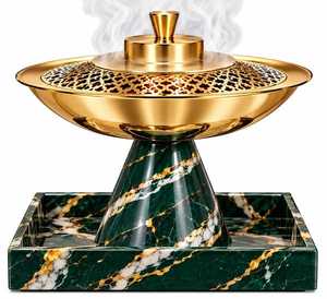 Luxury Home Fragrance Diffuser Set Featuring <b>Cone</b> Marble Stands Handmade Metal <b>Incense</b> Burner with Traditional Design for Decor - Product Image 3