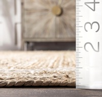 Handmade Natural Jute Solid Color Runner Rug White Border Eco-Friendly Rustic Low Profile Hallway Carpet High Traffic Jute