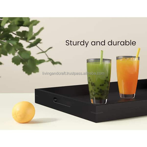 Large Black Wooden Food Serving <b>Tray</b> with Handles Custom Logo Breakfast <b>Bed</b> <b>Tray</b> Home Restaurant Hotel Catering Wholesale Design - Product Image 3