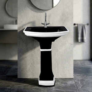 Lavabo Rectangular de Pedestal de Cerámica de Calidad de Exportación, Color Rojo, para Baño - Product Image 5