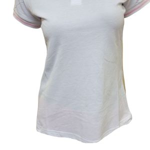 เสื้อโปโลผ้าฝ้ายสีขาวสำหรับผู้หญิง แขนสั้น ลำลอง ปักลายตัวอักษร แฟชั่นเสื้อผ้าสวมใส่ได้ทุกวัน สวมใส่สบาย สง่างาม - Product Image 4