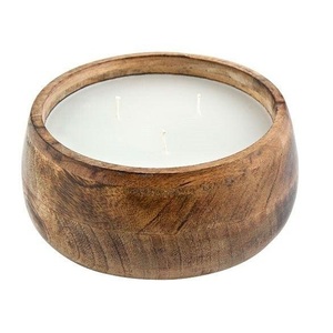 Bougie moderne en pot en bois, design personnalisé, style grain de bois, pour décoration intérieure, contenant en ciment robuste. - Product Image 1
