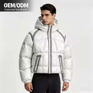Men's 100% Nylon Solid Front Logo Oversized Formal Winter Coat Faux <b>Fur</b> <b>Trim</b> Factory OEM Customization - Product Image 5