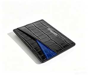 [Mejor Valorado] Cartera Delgada de Cuero Genuino Castello con Grabado de Cocodrilo y Combinación de Colores en Poliéster Abierto - Product Image 3