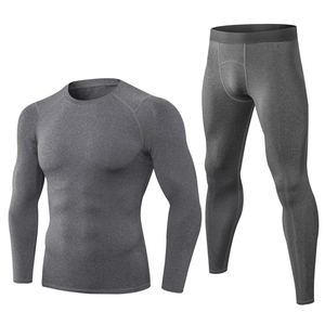 New Trending Men's Compression Shirt Sets Custom Rash Guard Uniform 100% Polyester Tight <b>Shapewear</b> for Gym Fitness Sets - Product Image 2