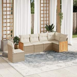 D0100XFN8D2 Juego de Sofás de Jardín de Ratán PE Beige, Patas Ajustables, Muebles de Exterior, Diseño Contemporáneo, Cojines de Espuma de Alta Densidad - Product Image 3