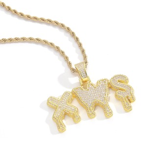 Collar con Colgante de Letra Personalizado con Incrustaciones de Circonitas, Chapado en Oro, Amuleto con Nombre en Estilo Hip Hop, Joyería para Regalo de Pareja - Product Image 2