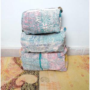 Juego de Bolsas de Maquillaje Vintage Grandes, Ligeras y Duraderas, Hechas con Tela Kantha 100% Algodón Puro, con Patrón de Borlas y Cierre de Cremallera, Ecológicas - Product Image 6