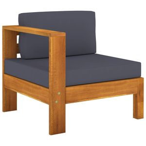 Sofá de Jardín de Madera de Acacia Gris Oscuro, Tapizado en Tela 100% Poliéster, Asientos Elegantes para Exteriores 100% Naturales - Product Image 6