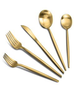 Classic Gold Metal Cutlery Set Serving Spoon Fork Combo Reliable Dining <b>Tools</b> for Kitchen Buffet and Restaurant Use - Product Image 1
