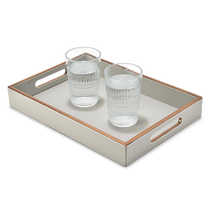 White Leather Serving Tray Rectangular Decorative Storage Organizer Tray Premium Coffee <b>Table</b> Ottoman <b>Vanity</b> Kitchen Hotel Home - Product Image 3