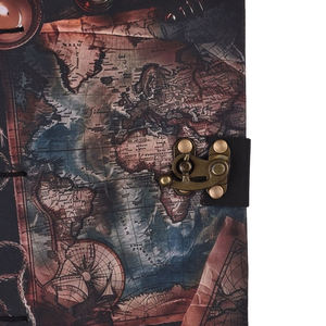 <b>A5</b> Vintage Map Handmade Journal | Eco Friendly Hardcover Lock Diary <b>Notebook</b> with Antique Travel Artwork Design Gift Collections - Product Image 3