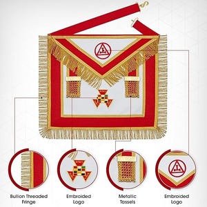 Tablier de Grand Prêtre de l'Arche Royale – Broderie à la main en fils métalliques, 100% peau d'agneau, tissu en velours rouge type peau d'agneau - Product Image 4