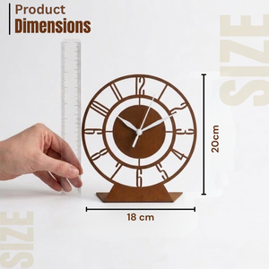 Horloge de table vintage en métal marron avec aiguilles argentées, design à chiffres romains, horloge de bureau décorative sur pied - Product Image 6