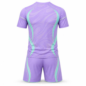 Ensemble de 2 maillots de football personnalisables à manches courtes, séchage rapide, violets, pour futsal, sublimation, entraînement de football - Product Image 3
