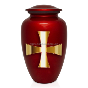 Urne en laiton de crémation rouge brillante de conception d'ange de mémorial funéraire adulte classique pour les cendres humaines - Product Image 6