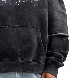 Sweat à capuche surdimensionné personnalisé pour homme, 100 % coton molletonné, effet vieilli, avec poche, lavage printanier - Product Image 6