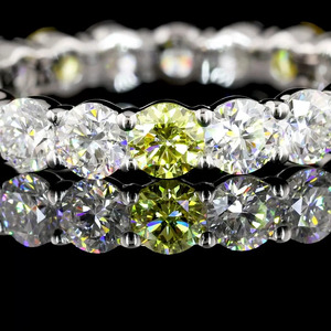 Anillo de Eternidad de Diamantes Cultivados en Laboratorio de Lujo, con Diamantes Amarillos Vívidos, Oro de 10K, 14K, 18K, Plata 925, 935, Anillo de Aniversario o Boda - Product Image 2