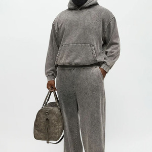 Sudadera con Capucha Gris Vintage para Hombre, con Tachuelas, Borde Deshilachado, Estilo Grunge, Oversize, de Salamons Wears - Product Image 4